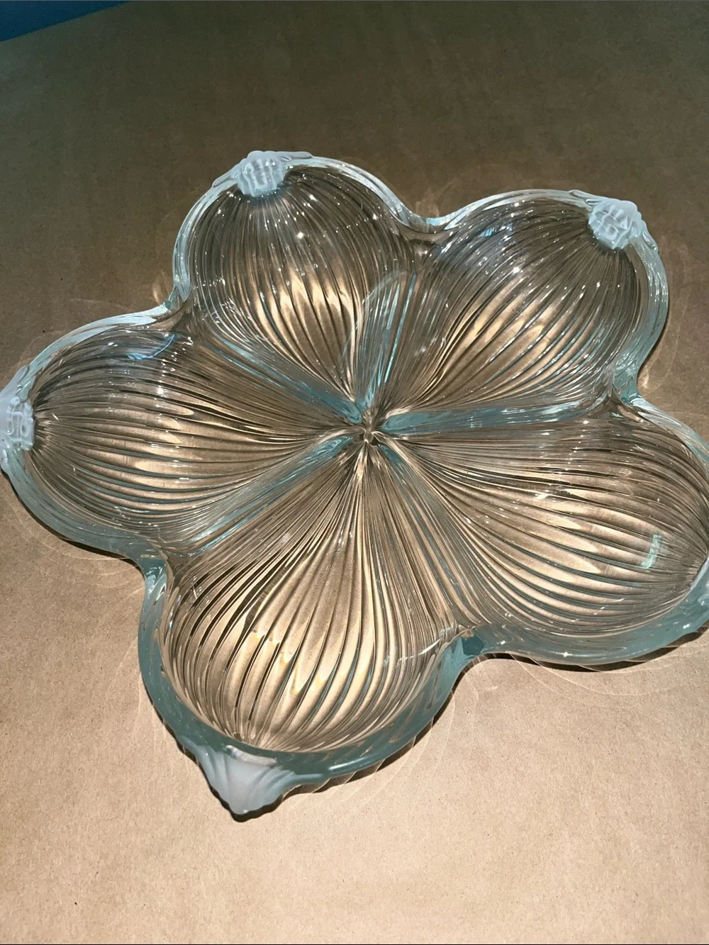 Mikasa Vintage  Floral Ribbed Glass Serving Platter